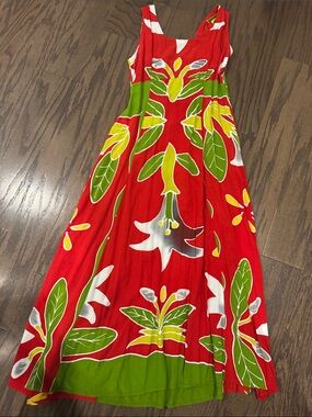 Vibrant Red Floral Maxi Dress
